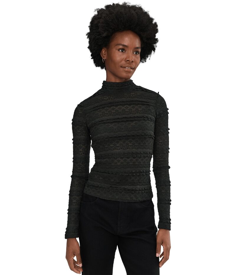 サンクチュアリー レディース トップス シャツ レース Sanctuary High Crew Lace Tee Black ブラック|ReVida 店