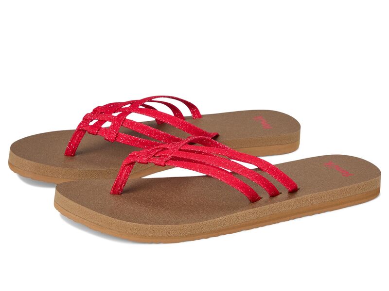 サヌーク レディース シューズ サンダル Sanuk Yoga Sandy II Sparkle Cherry Red レッド