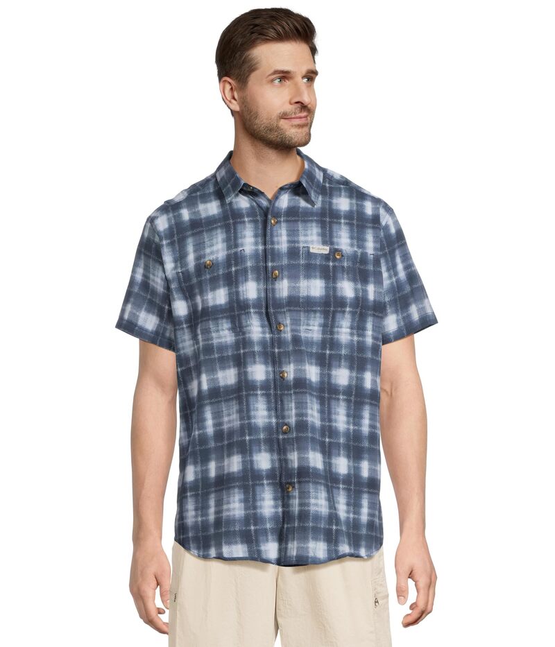 コロンビア メンズ トップス プルオーバー 刷り上げる Columbia Utilizer Printed Woven Short Sleeve Collegiate Navy Omblur 米国海軍