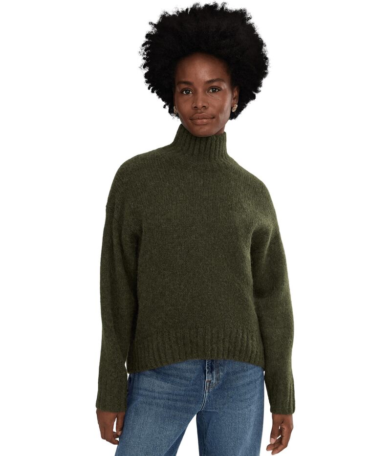 メイドウェル レディース アウター ニット・セーター ウール Madewell Fluffy Wool Balham Hi-Low Turtle Midnight Olive オリーブ