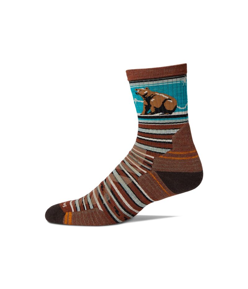 スマートウール メンズ アンダーウェア 靴下 Smartwool Hike Targeted Cushion Bear Stripe Mid Crew Socks Picante ストライプ