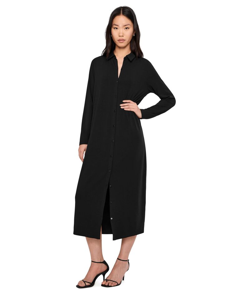 エイリーンフィッシャー レディース トップス ワンピース ニット ジャージー Eileen Fisher Stretch Jersey Knit Classicollar Dress Black ブラック