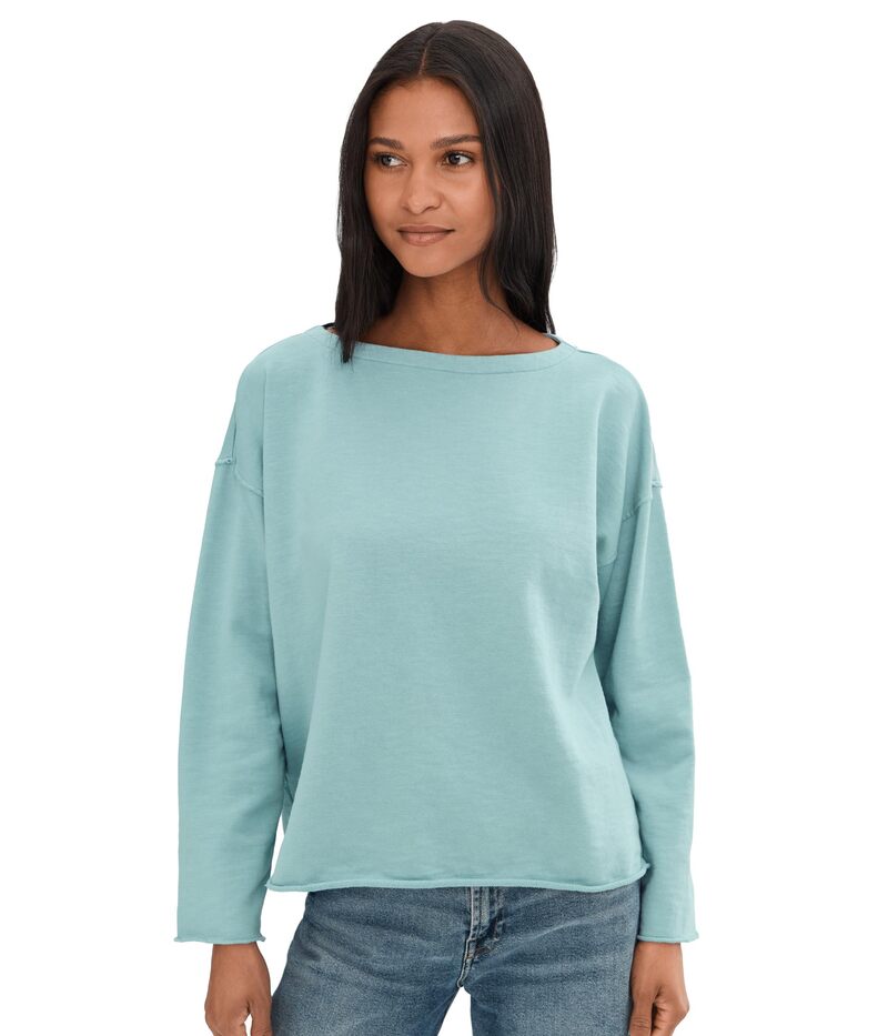 エイリーンフィッシャー レディース トップス シャツ パイル Eileen Fisher Garment Dyed Terry Bateau Neck Boxy Top Seafoam|ReVida 店