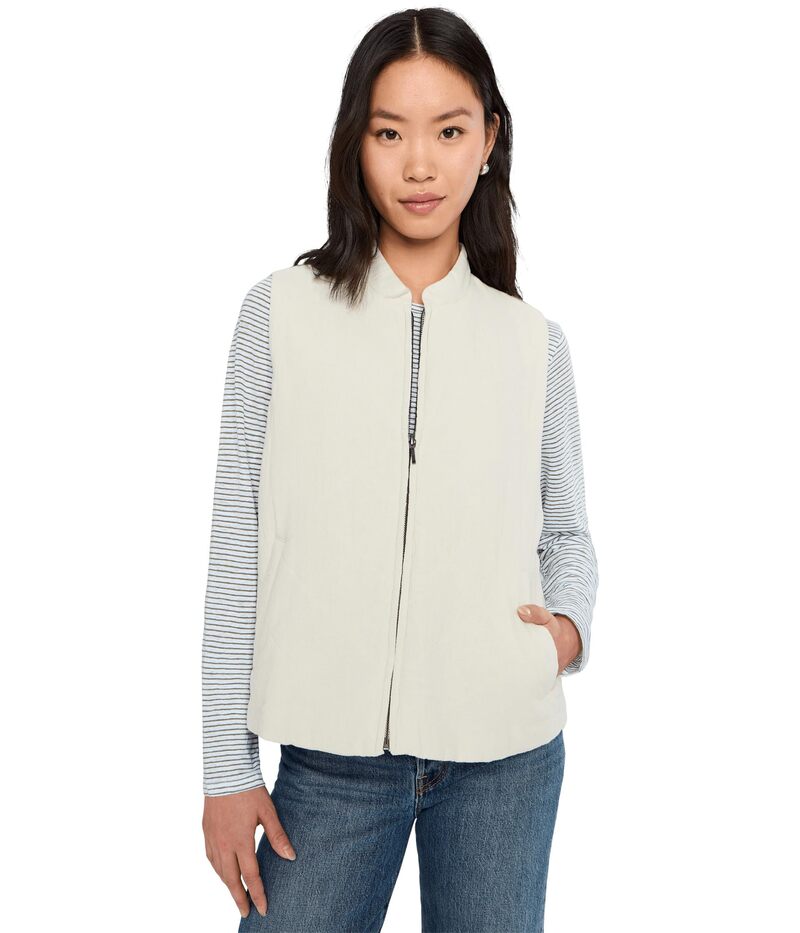 エイリーンフィッシャー レディース アウター コート クレープ ベスト コットン リネン Eileen Fisher Organic Linen Cotton Crepe Stand Collar Vest Bone|ReVida 店