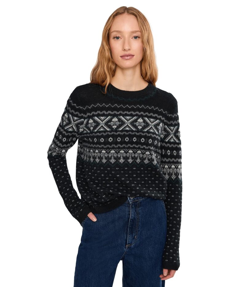 ヴィンス レディース アウター ニット・セーター クルーネック Vince Boiled Fair Isle Crew Neck Black/Off White Combo オフホワイト