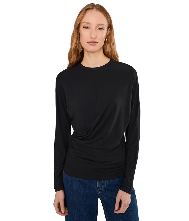 ヴィンス レディース トップス シャツ ドレープ Vince Fixedrape Long Sleeve Crew Black ブラック