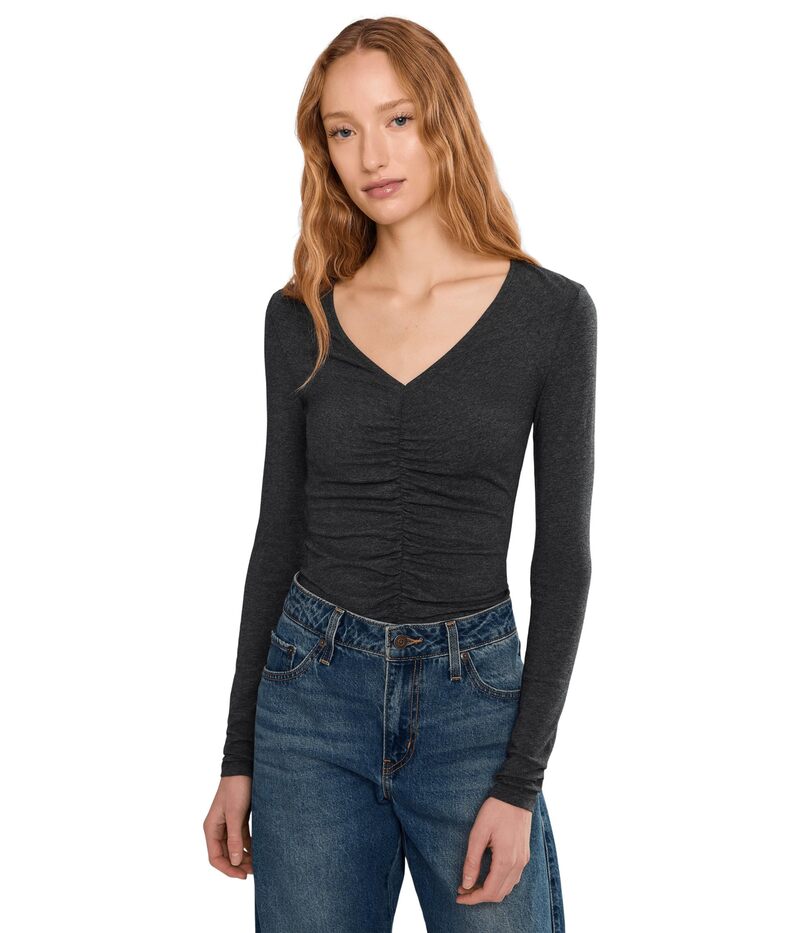 メイドウェル レディース トップス シャツ Vネック Madewell Slinky V-neck Top Heather Charcoal チャコール 14,610円