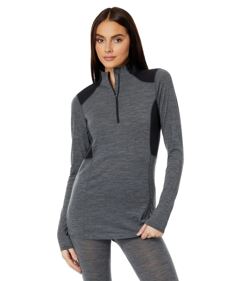 ホットチリーズ レディース トップス シャツ ウール Hot Chillys Clima-Wool Zip-T Grey Heather/Black ブラック