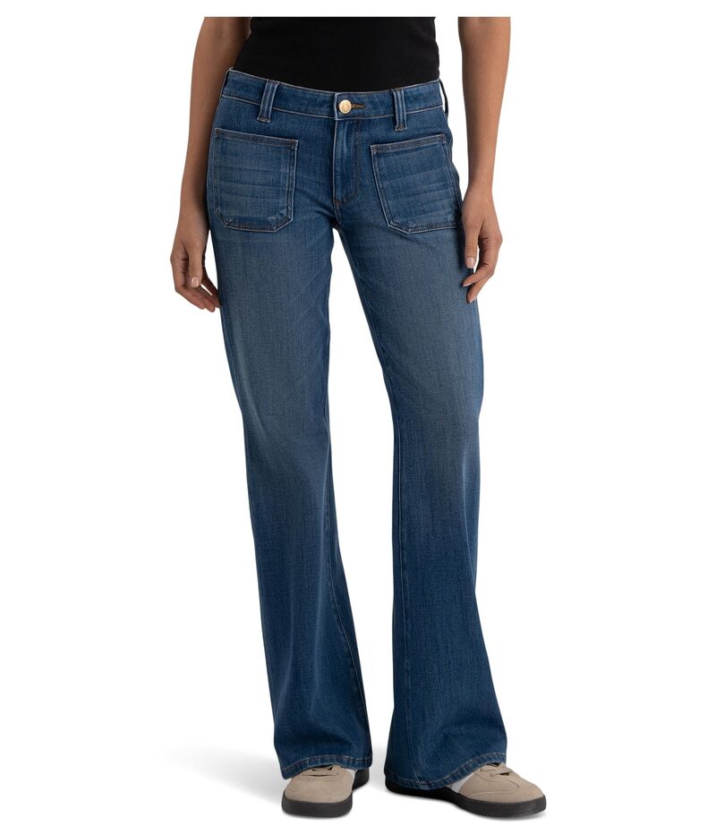 カットフロムザクロス レディース ボトムス デニムパンツ KUT from the Kloth Ana High-rise Flare With Patch Pockets Regular Hem Apparent