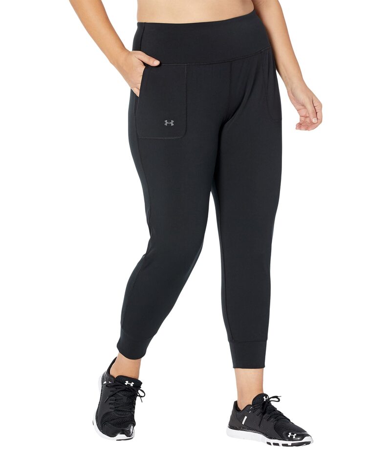 アンダーアーマー レディース ボトムス 心地好いズボン下 つけ加える大きさ ジョガーパンツ Under Armour Plusize Motion Joggers Black/Jet Gray 黒いこと
