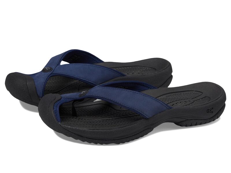 キーン メンズ シューズ サンダル レザー KEEN Waimea Leather Flip-Flop Naval Academy/Black ブラック