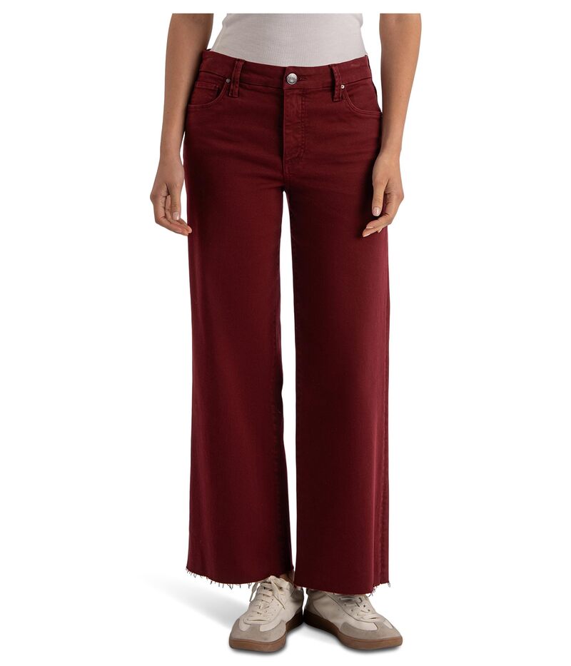 カットフロムザクロス レディース ボトムス デニムパンツ ワイドレッグ プチ KUT from the Kloth Petite Meg High-Rise Fab Wide Leg Raw Hemaroon マルーン|ReVida 店