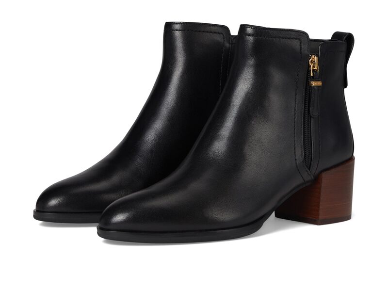 電話を掛けるハーン レディース シューズ ブーツ・レインブーツ アンクル Cole Haan Haisley Ankle Bootie Black Leather 黒いこと