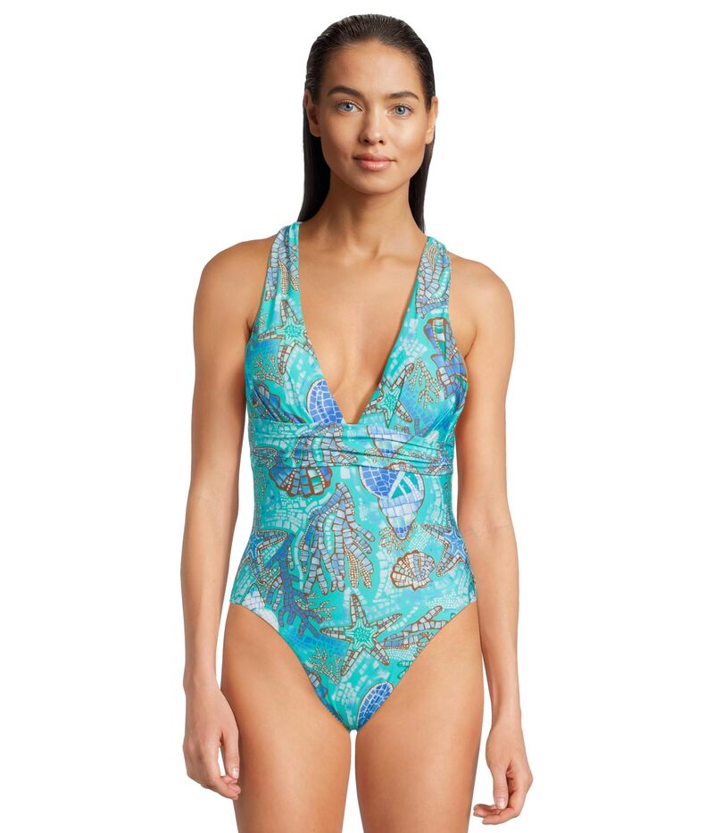 シーフォリー レディース 水着 上下セット Seafolly La Mer Cross Back One-Piece Aquatic Blue ブルー