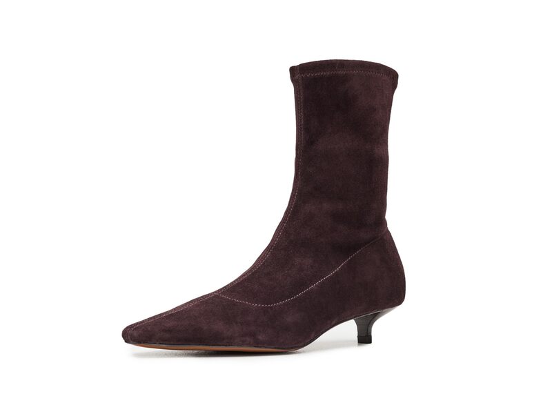 メイドウェル レディース シューズ ブーツ・レインブーツ スエードクロス 踵 Madewell Ciel Kitten Heel Glove Bootie - Suede Chocolate Raisin 黒茶 その他-靴