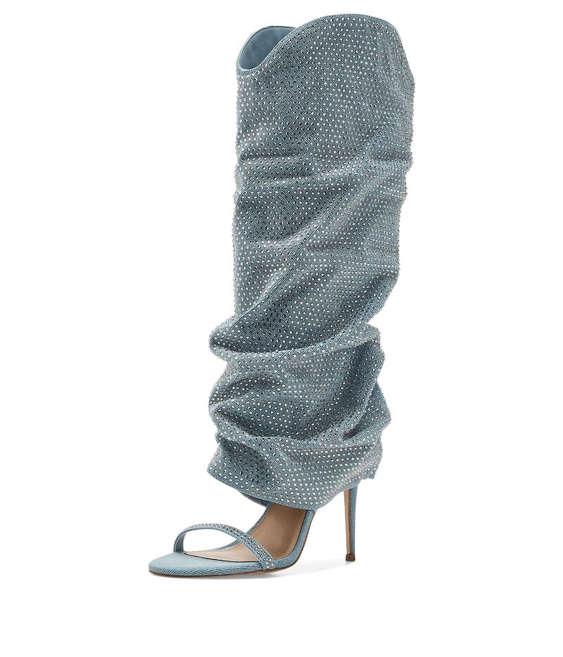 スティーブ マデン レディース シューズ 踵 Steve Madden Ravine Denim Rhinestone ジーンズ