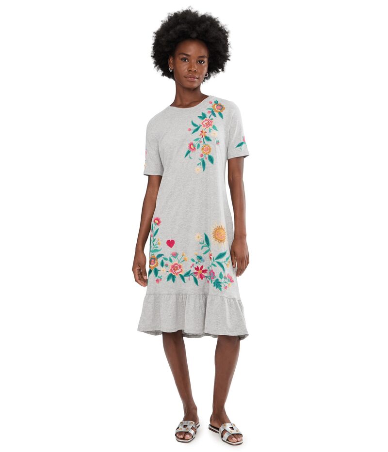 ジョニーワズ レディース トップス 衣装 フラウンス裾 フラウンス midi 編み物 Johnny Was Ruffle Hem Knit Midi Dress - Ziviana Heather Grey 薄墨色