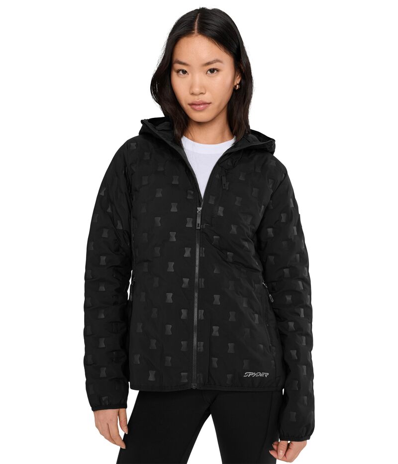 細蟹 レディース アウター 厚地の外套 落ち込む 上衣 Spyder Zenithoodedown Jacket Black 黒いこと コート・ジャケット-レディースファッション