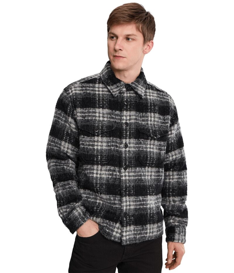 オールセインツ メンズ トップス シャツ AllSaints Korey Long Sleeve Shirt Black/Charcoal ブラック｜ReVida 店