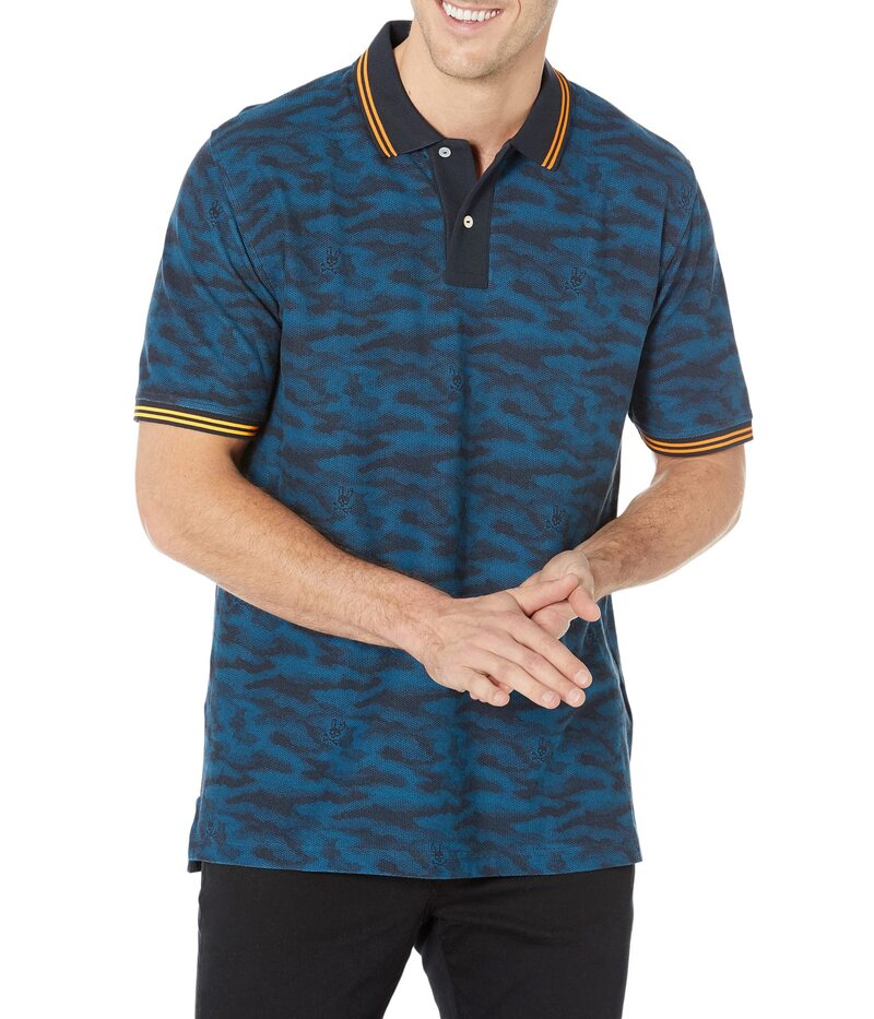 サイコバニー メンズ トップス シャツ プリント Psycho Bunny Rockaway Printed Fashion Polo Aegean Sea