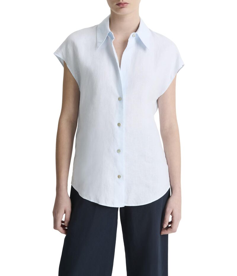 ヴィンス レディース トップス シャツ ボタンダウン キャップ ブラウス Vince Cap Sleeve Button Down Blouse Sky Mist｜ReVida 店 42,770円