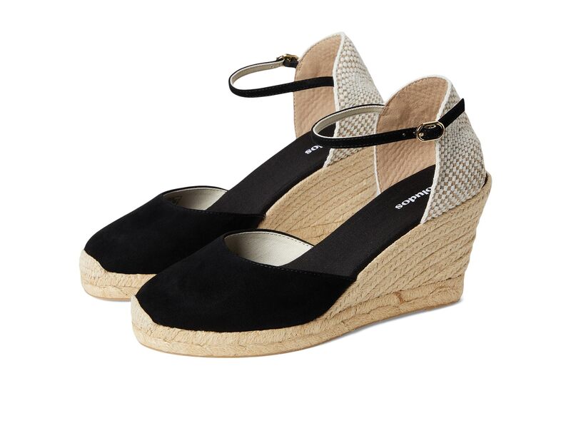 ソルドス レディース シューズ 踵 Soludos Marseille Wedgespadrille Noche Black 黒いこと