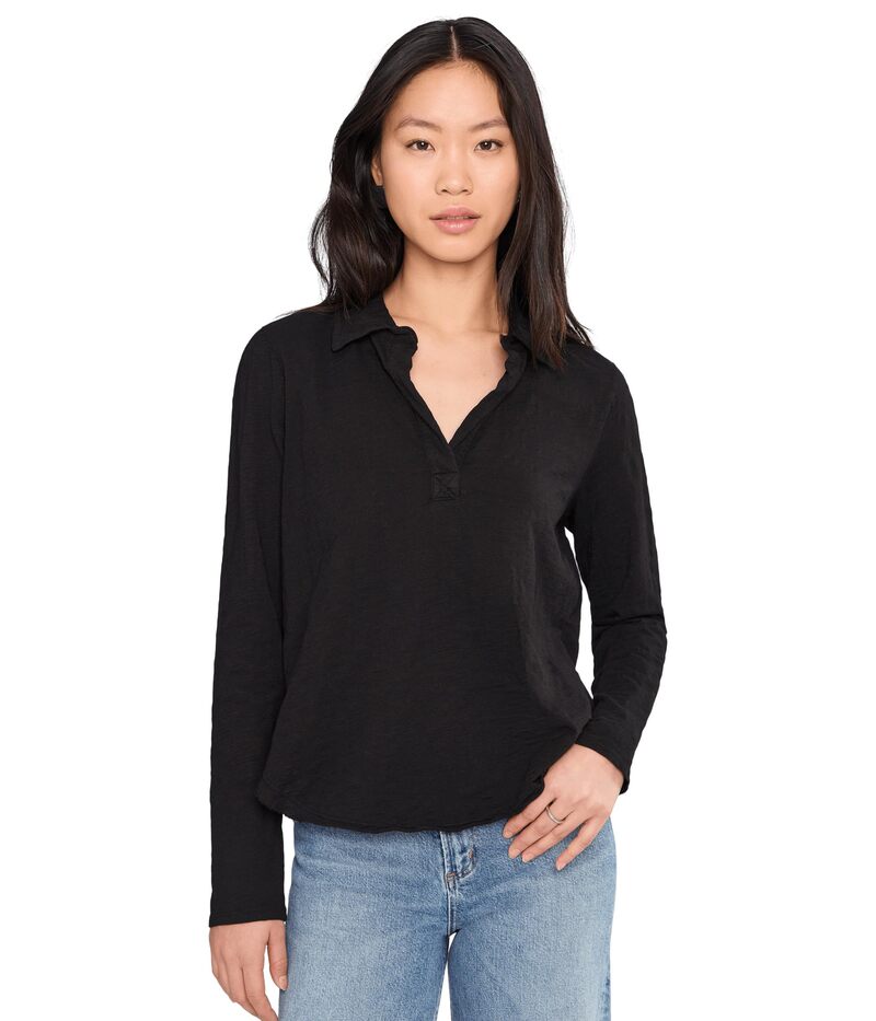 モッドドック レディース トップス シャツ Mod-o-doc Long Sleeveasy Polo Tee Black ブラック