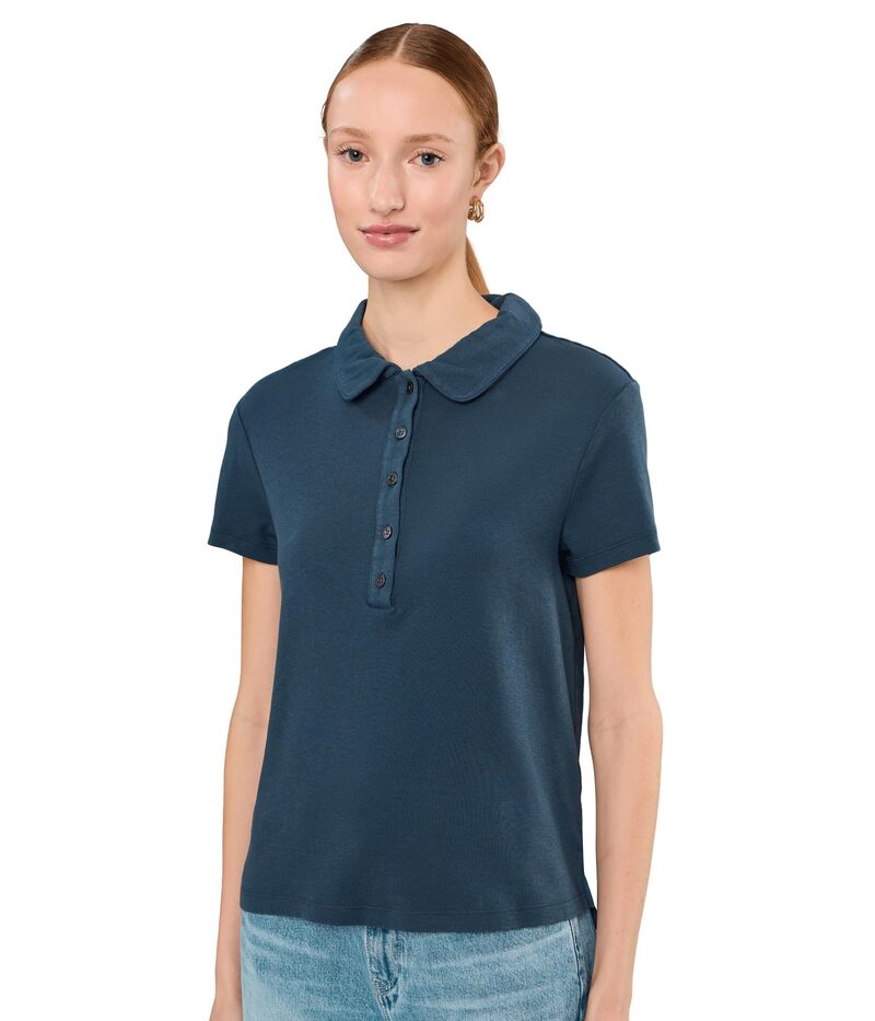 モッドドック レディース トップス シャツ Mod-o-doc Short Sleeve Boxy Polo Tee Sailor Blue ブルー