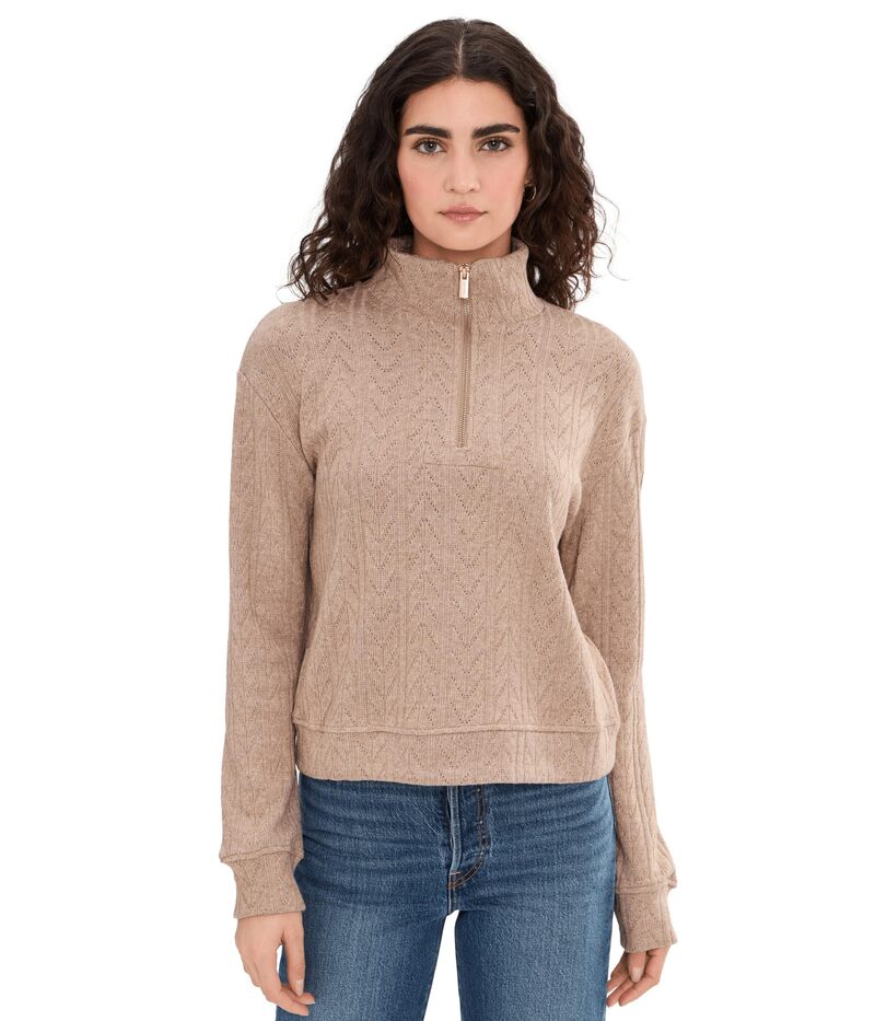 スプレンディット レディース アウター パーカー・スウェット セーター Splendid Sweatersoft 1/4 Zip Light Cedar Heather ヘザー｜ReVida 店 11,665円
