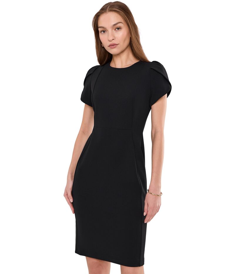 カルバンクライン レディース トップス ワンピース Calvin Klein Tulip Sleeve Solid Sheath Black ブラック|ReVida 店