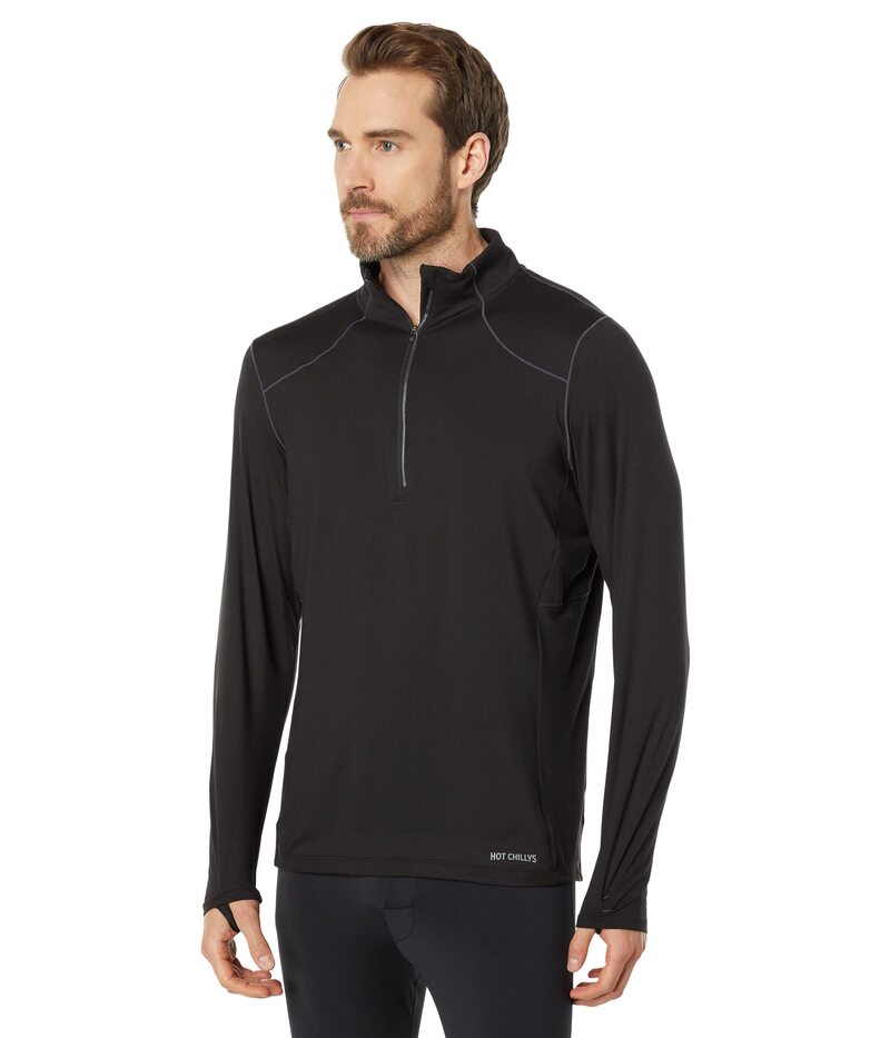 ホットチリーズ メンズ トップス プルオーバー Hot Chillys Clima-Trek Zip-Tee Black 黒いこと