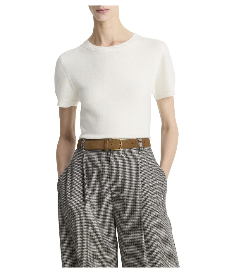 ヴィンス レディース トップス シャツ ウール セーター Vince Wool & Cashmere Blend Short Sleeve Sweater Off White オフホワイト｜ReVida 店 25,760円