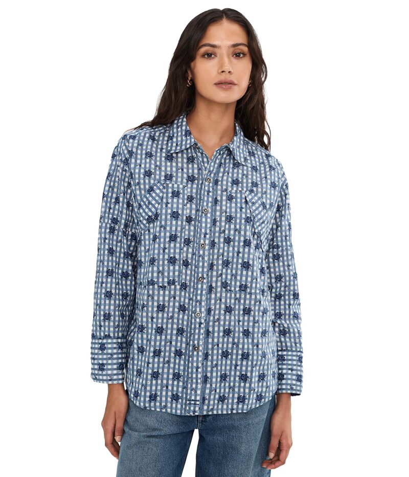 フリーピープル レディース トップス シャツ Free People We The Free Flower Shirt Navy Combo ネイビー