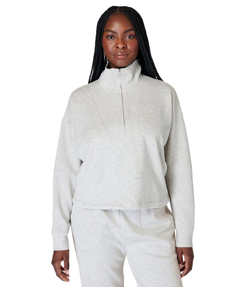 スウェッティベティ レディース アウター パーカー・スウェット スタンドネック Sweaty Betty Sand Wash Funnel Neck 1/2 Zip Ice Grey Marl グレー|ReVida 店
