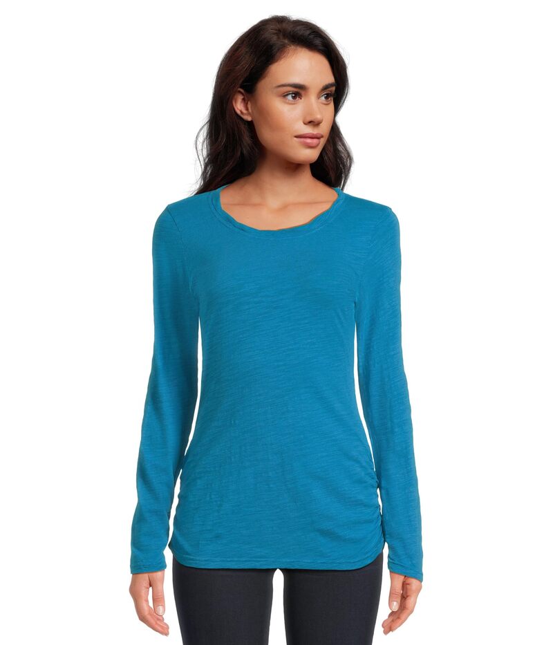 モッドドック レディース トップス シャツ Mod-o-doc Long Sleeve Twisted Scoop Neck Tee Calypso Blue ブルー｜ReVida 店