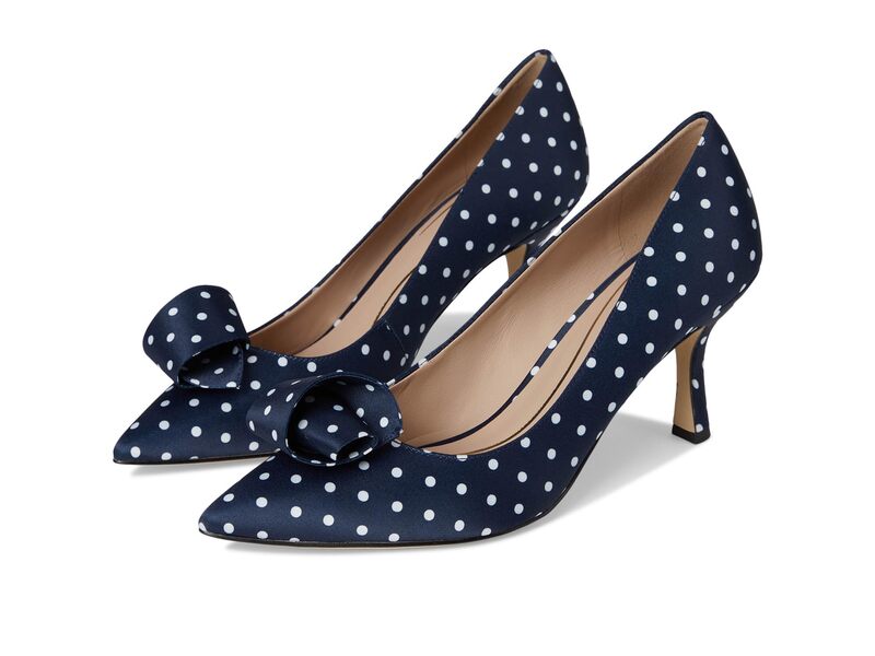電話を掛けるハーン レディース シューズ 踵 Cole Haan Florette Pumps Navy/White Polka Dot Printextile 白いこと