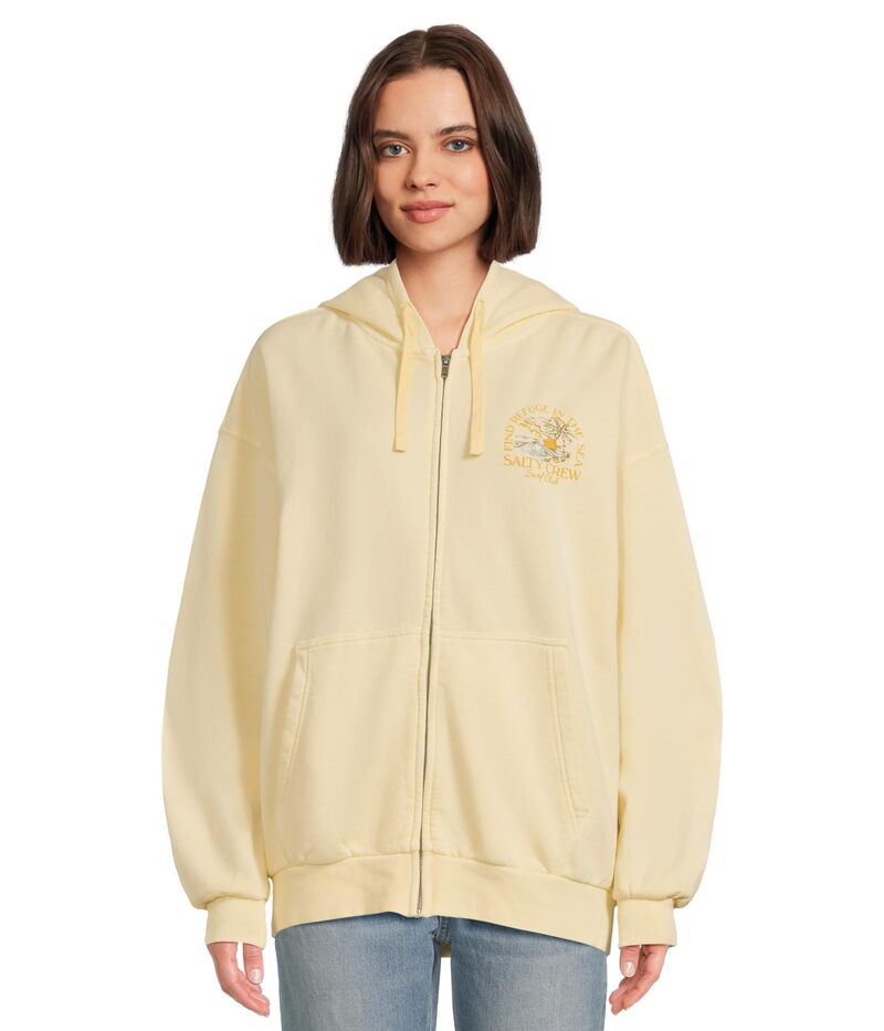 ソルティークルー レディース アウター パーカー・スウェット Salty Crew Surf Club Zip Hoodie Butter Cream 皮膚軟化剤 レディースファッション-トップス