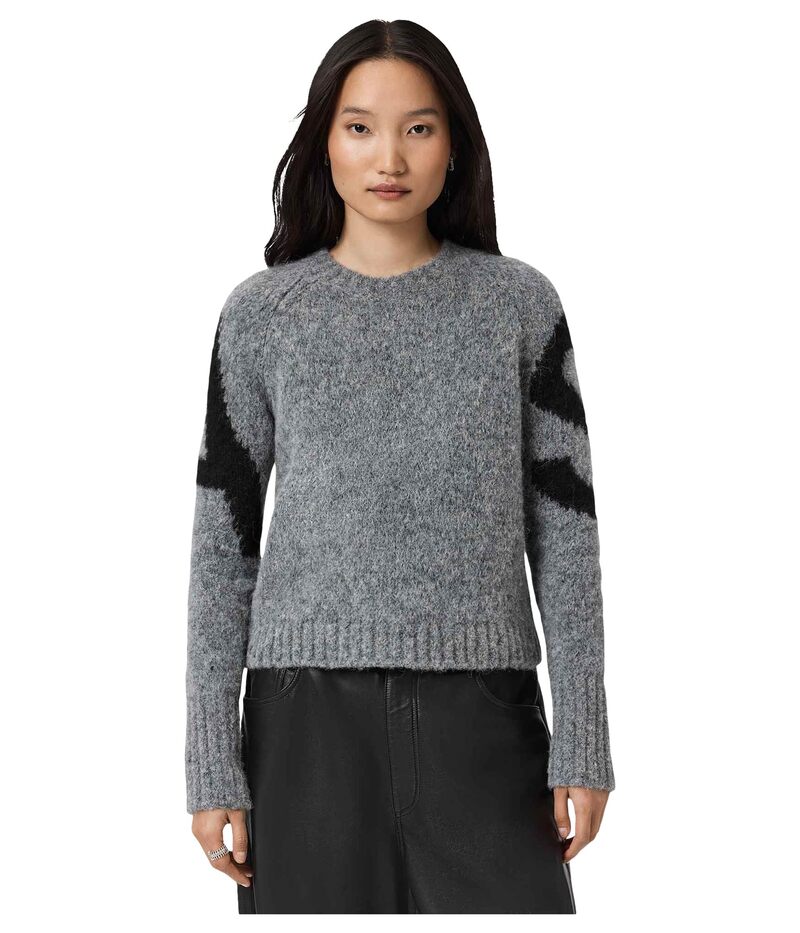 オールセインツ レディース アウター ニット・セーター AllSaintsylvie Jumper Grey/Black ブラック｜ReVida 店