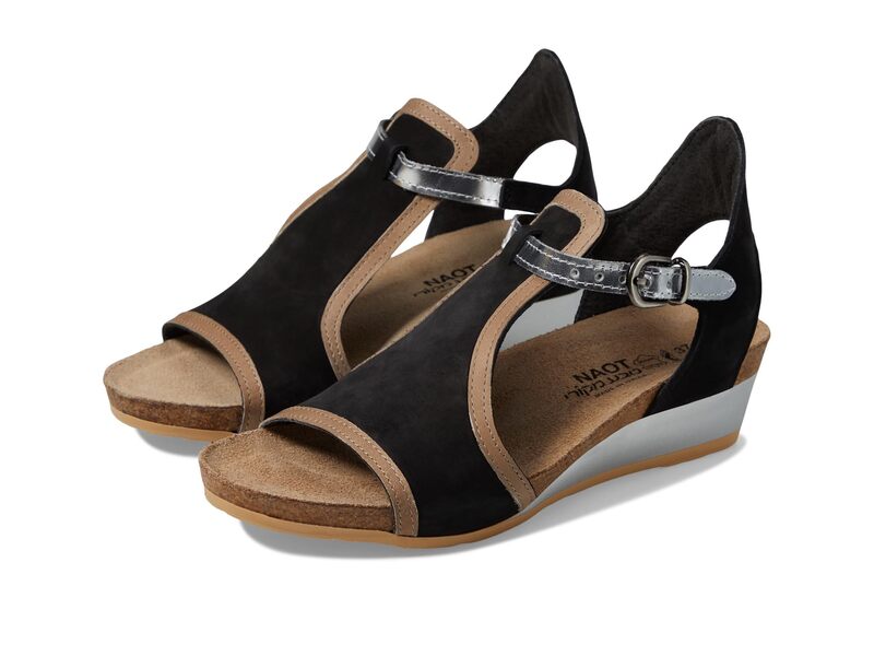 ナオト レディース シューズ ブーツ・レインブーツ Naot Fiona Black Velvet Nubuck/Khaki Beige Leather/Silver Mirror Leather ブラック 29,100円