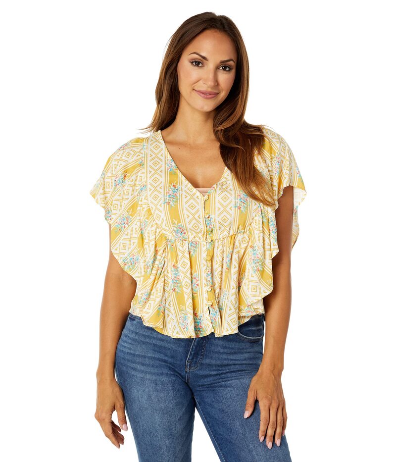 ローパー レディース トップス シャツ プリント ブラウス Roperayon Prairie Blouse w/ Southwest Wallpaper Print Yellow イエロー 8,380円