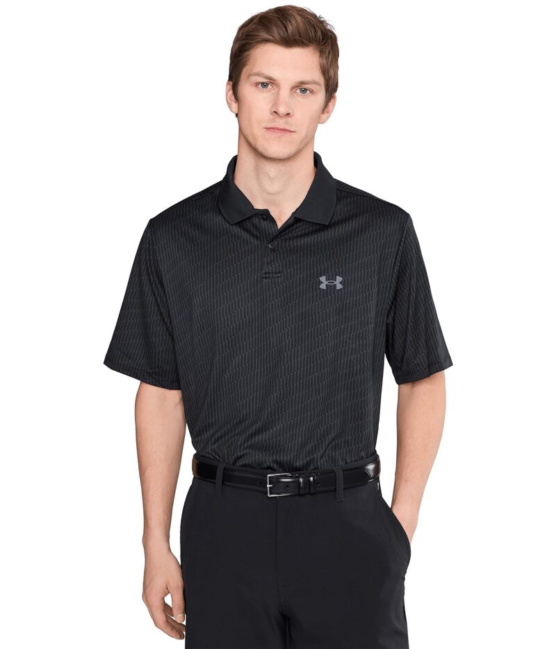 アンダーアーマー メンズ トップス シャツ プリント Under Armour Golf Matchplay Printed Golf Polo Black/Anthracite/Pitch Grey ブラック