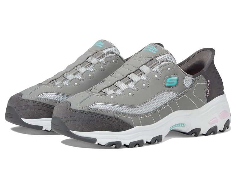 スケッチャーズ レディース シューズ スニーカー SKECHERS Hands Free Slip-Ins D'Lites Grey Light Pink グレー