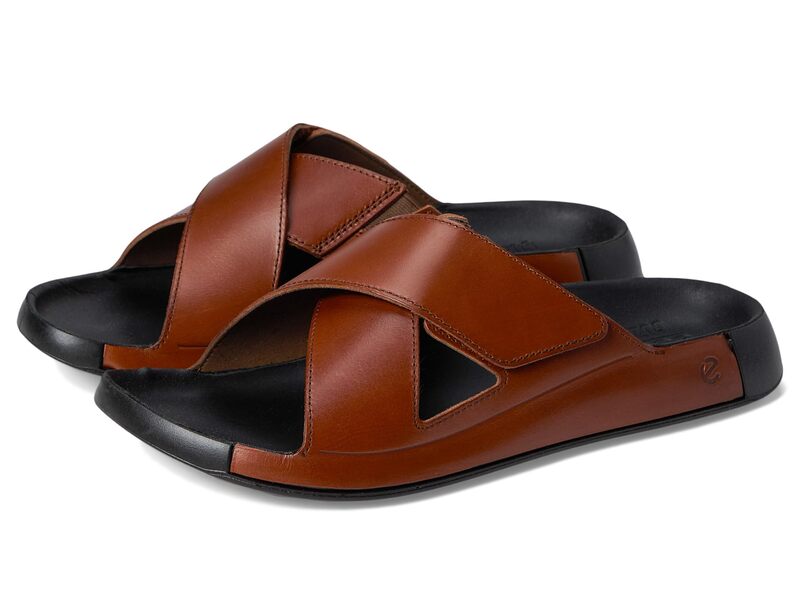 エコー メンズ シューズ サンダル ECCOzmo Two Band Crosslide Sandal Cognac