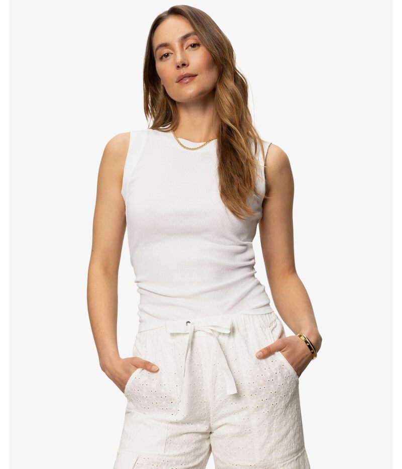 サンクチュアリー レディース トップス シャツ ギャザー リブ Sanctuary Ribbed Ruched Tank White ホワイト