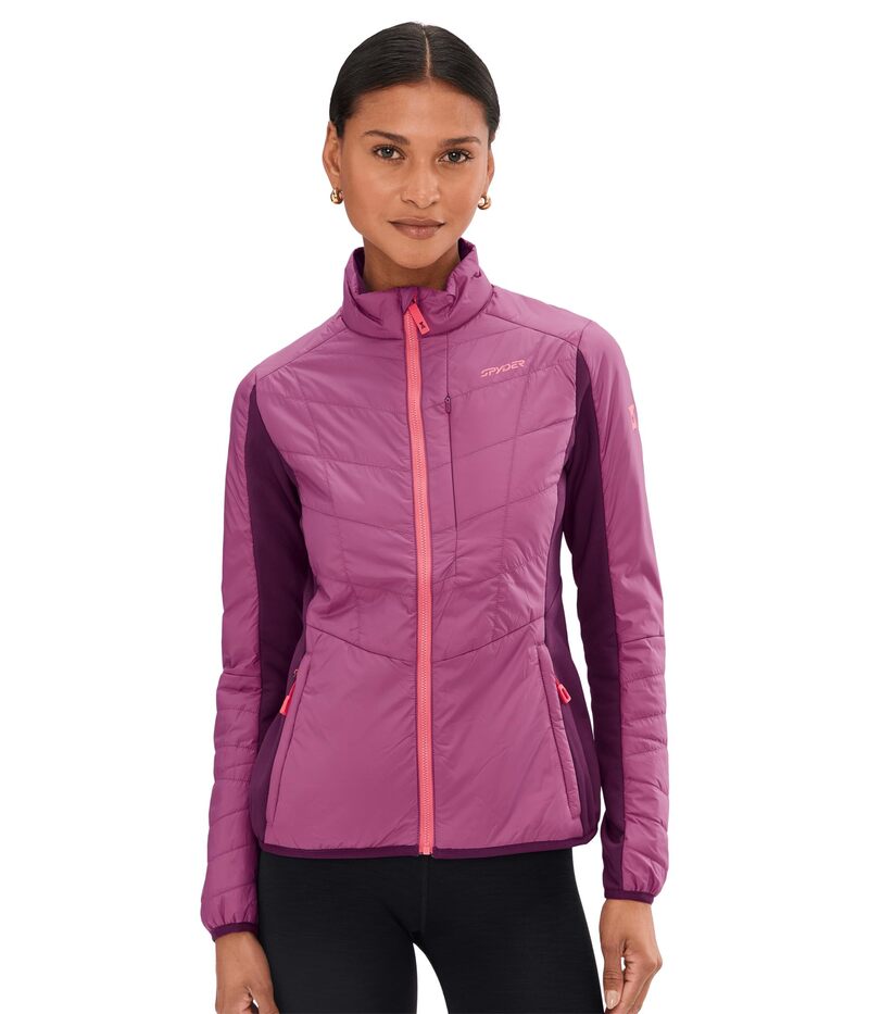 蜘蛛 レディース アウター 厚地の外套 上衣 Spyder Glissade Hybrid Jacket Acai