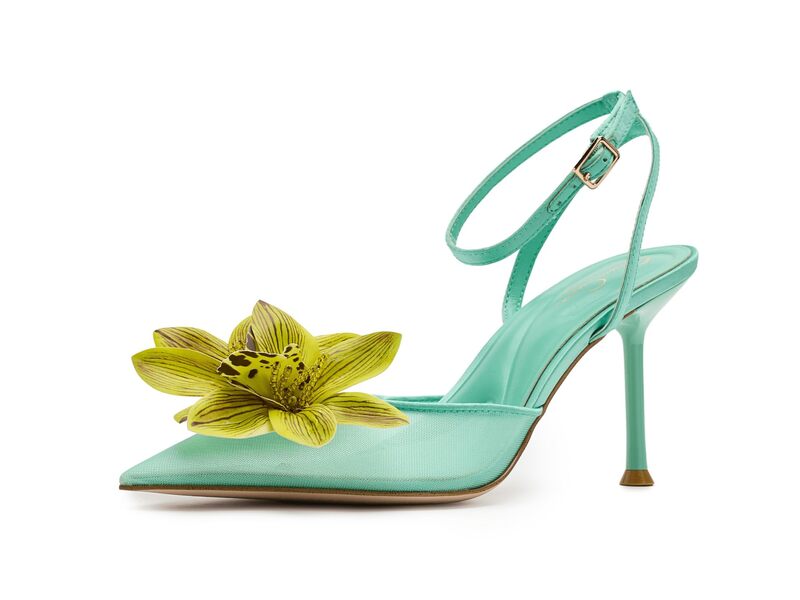 ジェシカシンプソン レディース シューズ 踵 御花柄 御花 Jessica Simpson Vilyria 3D Floral Embellished Higheel Summer Seafoam