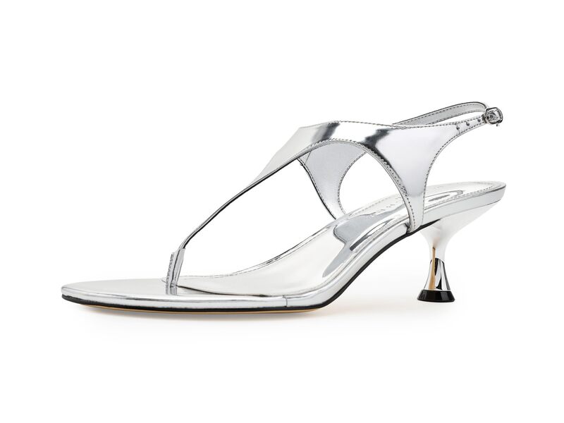 目じるし・フィッシャー レディース シューズ 踵 Marc Fisher LTD Pelysa Silver Mirror Metallic Leather しろがね色
