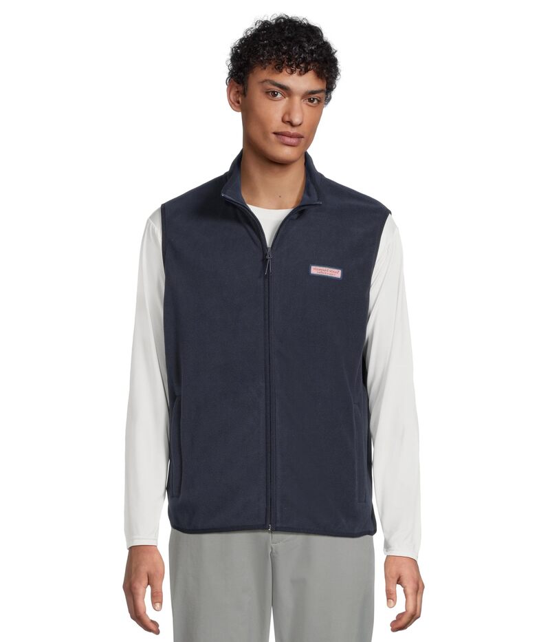 ヴァインヤードヴァインズ メンズ アウター 厚地の外套 より良い フリース Vineyard Vines Harbor Fleece Vest Nautical Navy 米国海軍