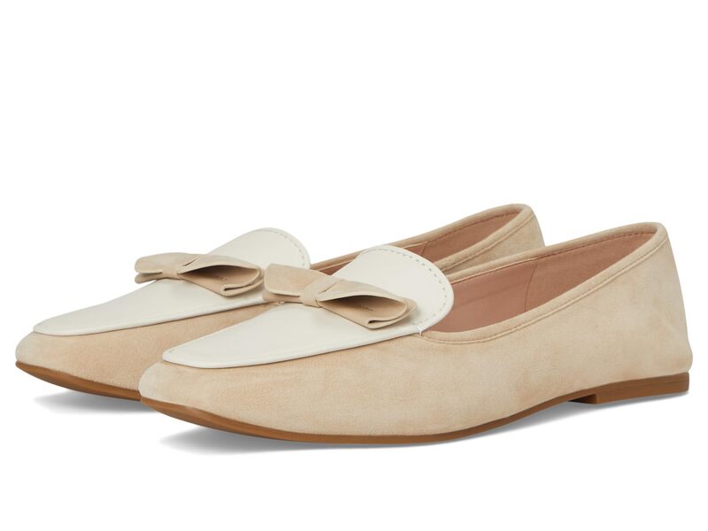 コールハーン レディース シューズ スリッポン・ローファー Cole Haan Payson Soft Bow Loafers Light Sesame Suede/Ivory Leather アイボリー｜ReVida 店