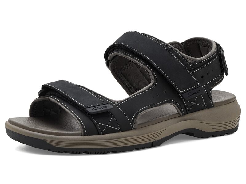クラークス メンズ シューズ サンダル Clarks Guideview Trek Black Leather ブラック｜ReVida 店
